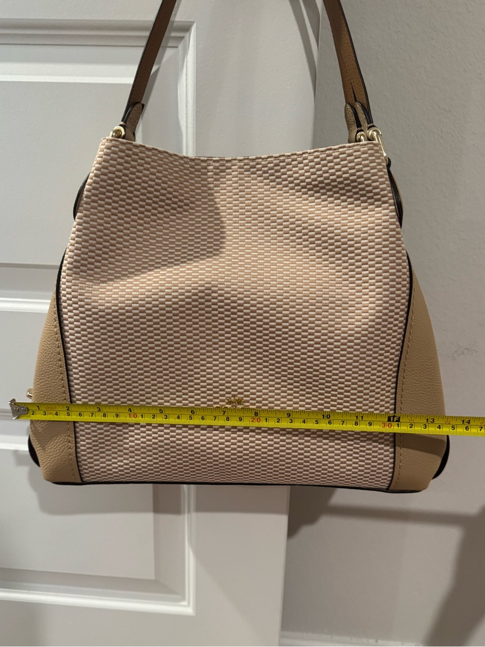 Coach Legacy Jacquard Canvas Edie 31 Shoulder Bag - Beechwood Gold - Picture 11 of 13